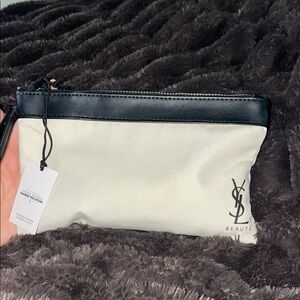 Yves Saint Laurent Black and Cream Cosmetic Bag